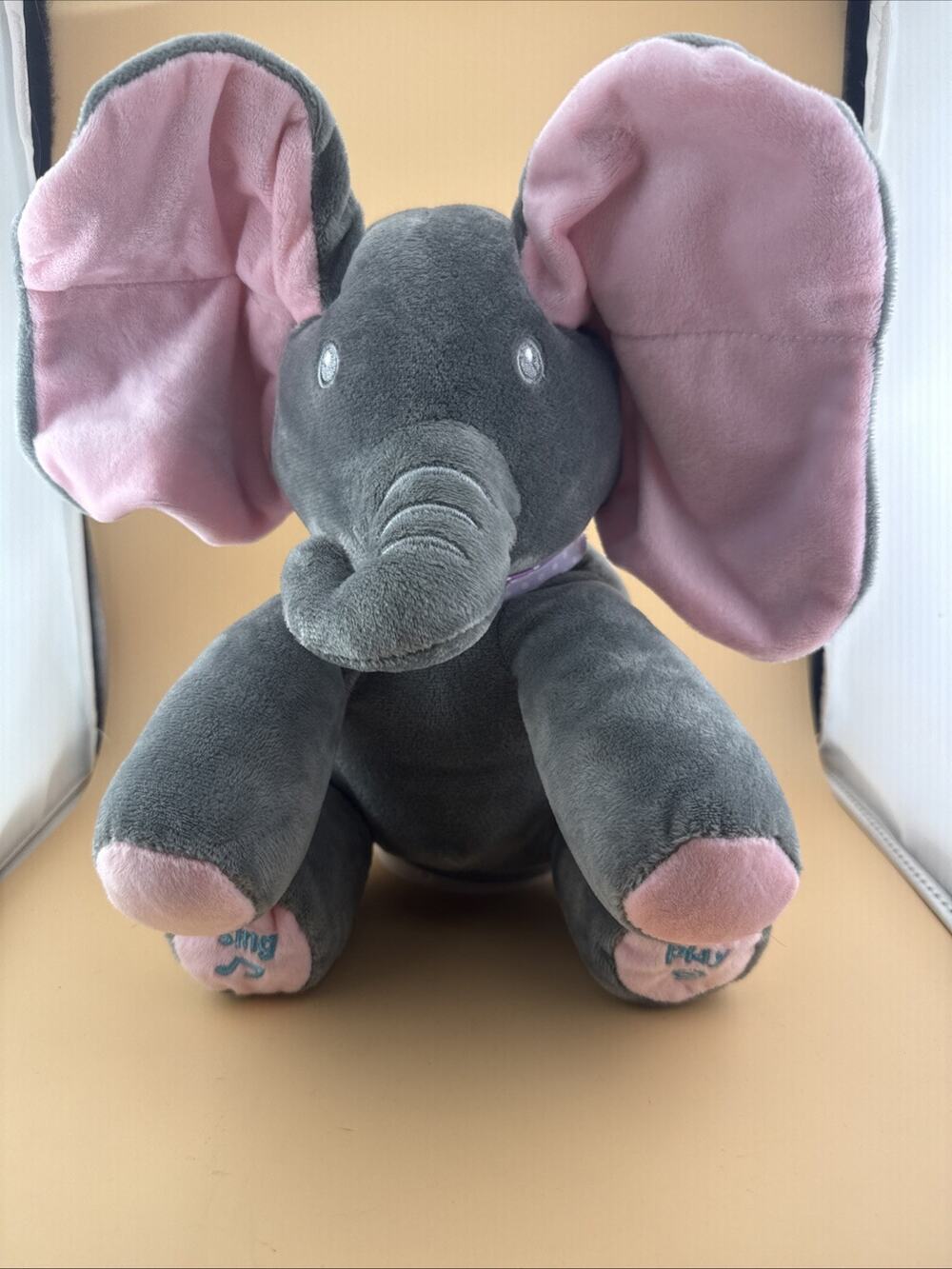 Child’s Peek-A-Boo Elephant Gray & Pink Animatronic Plush Ears Move Sings P
